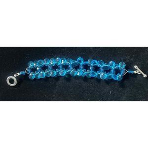 Blue Petal Tear Drop Glass Bead Bracelet Fashion Jewelry